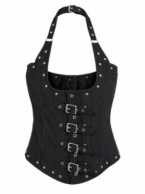 Top Drawer Women’s Pinstripe Buckle Corset Top   Size: XXL